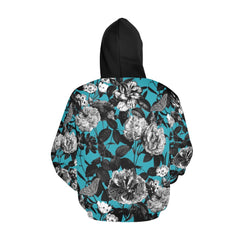 ETC Blue Floral Butterflies Hoodie
