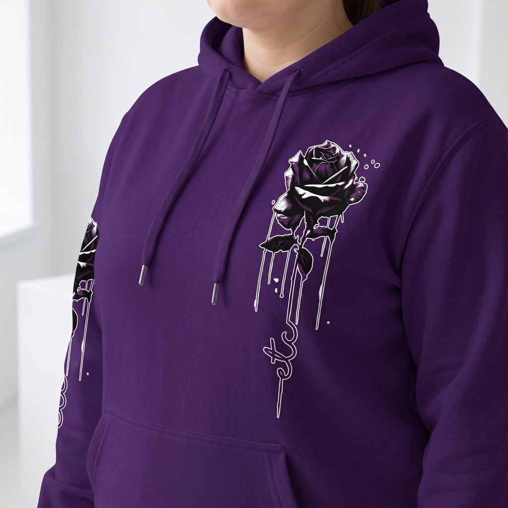 ETC Purple Dripping Rose Cotton Hoodie