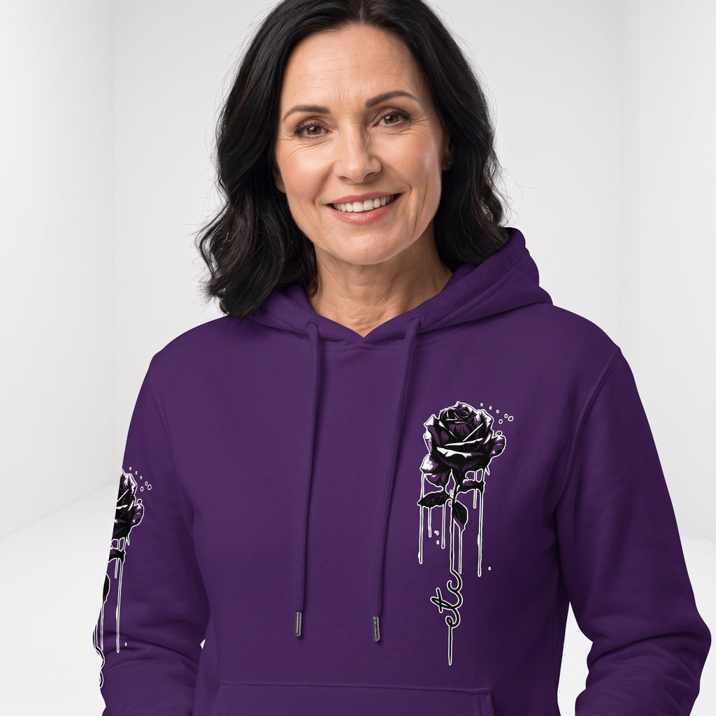 ETC Purple Dripping Rose Cotton Hoodie