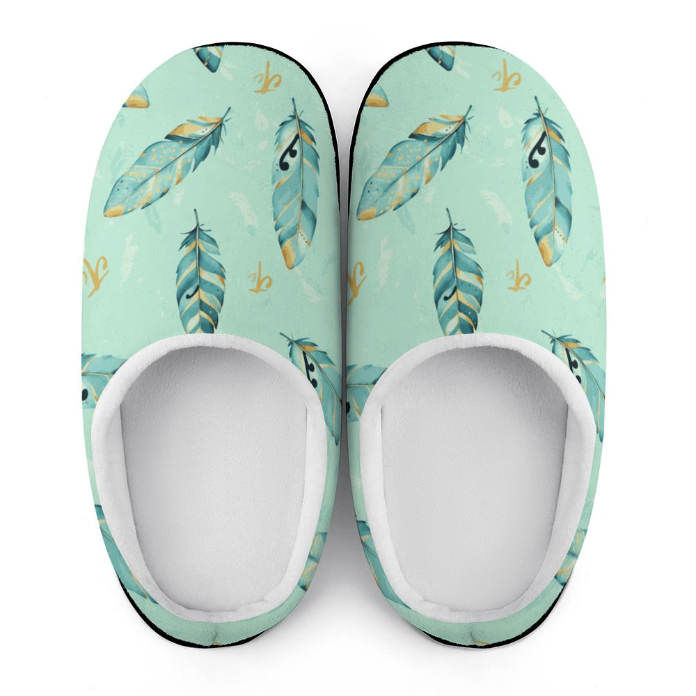 ETC Mint Feather Cotton Slippers