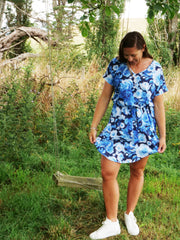 Vintage Navy Floral Chiffon Dress