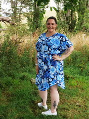 Vintage Navy Floral Chiffon Dress