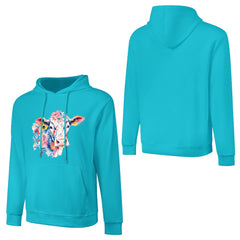 ETC Sky Blue Floral Cow Cotton Hoodie