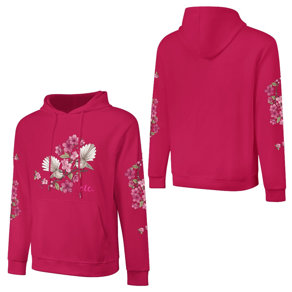 ETC Floral Fantail Deep Pink Cotton Hoodie