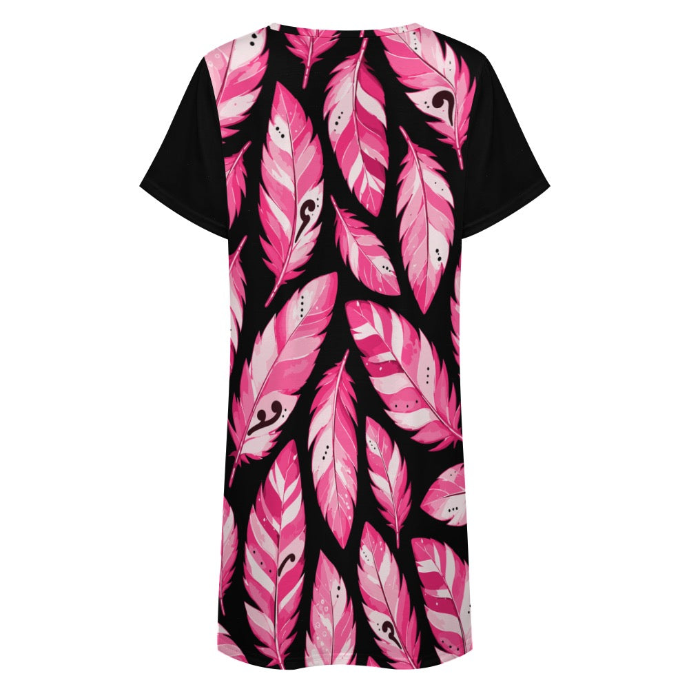 ETC Limited Edition Pink Feather Tee Dress