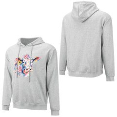 ETC Grey Floral Cow Cotton Hoodie
