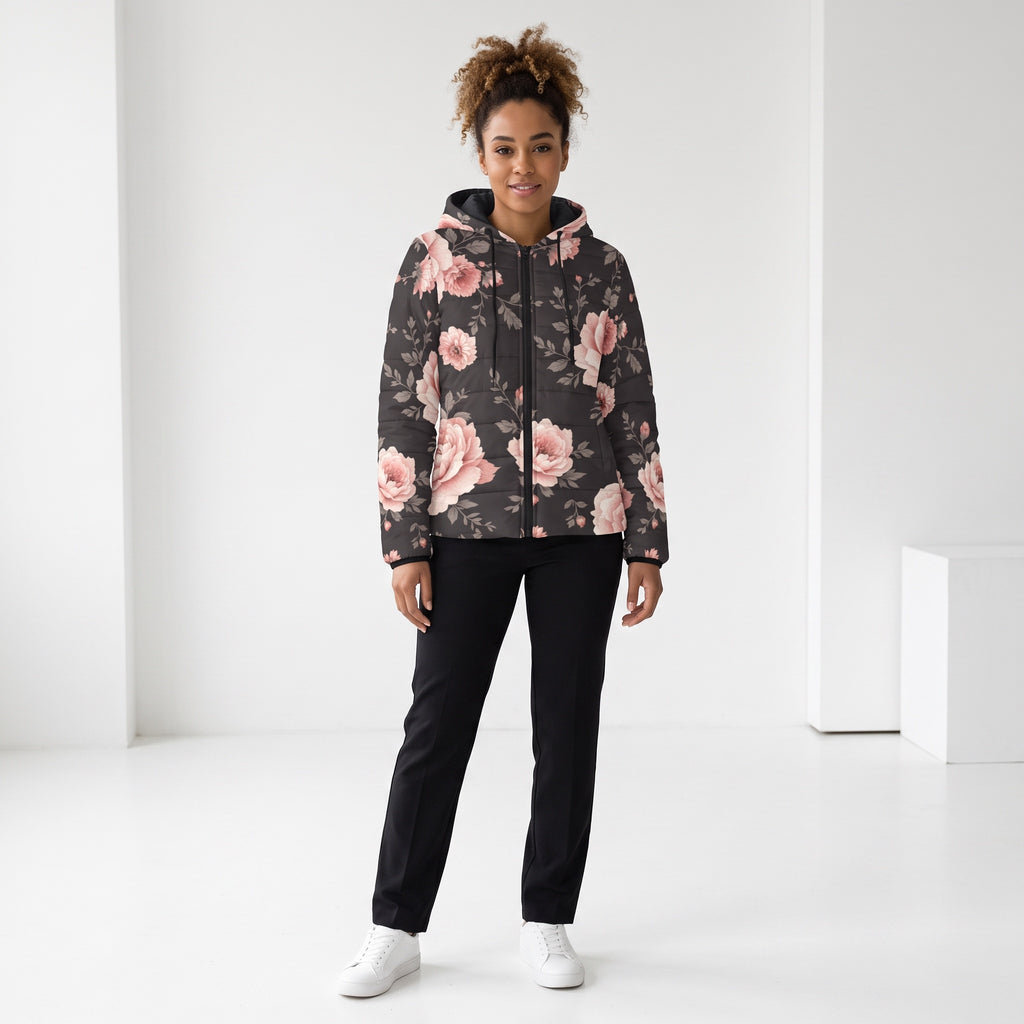 ETC Womans Vintage Floral Puffer Jacket