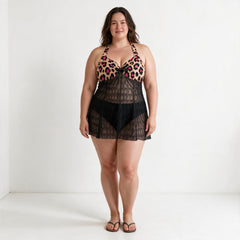 ETC Mesh Cover Leopard Swim Suit