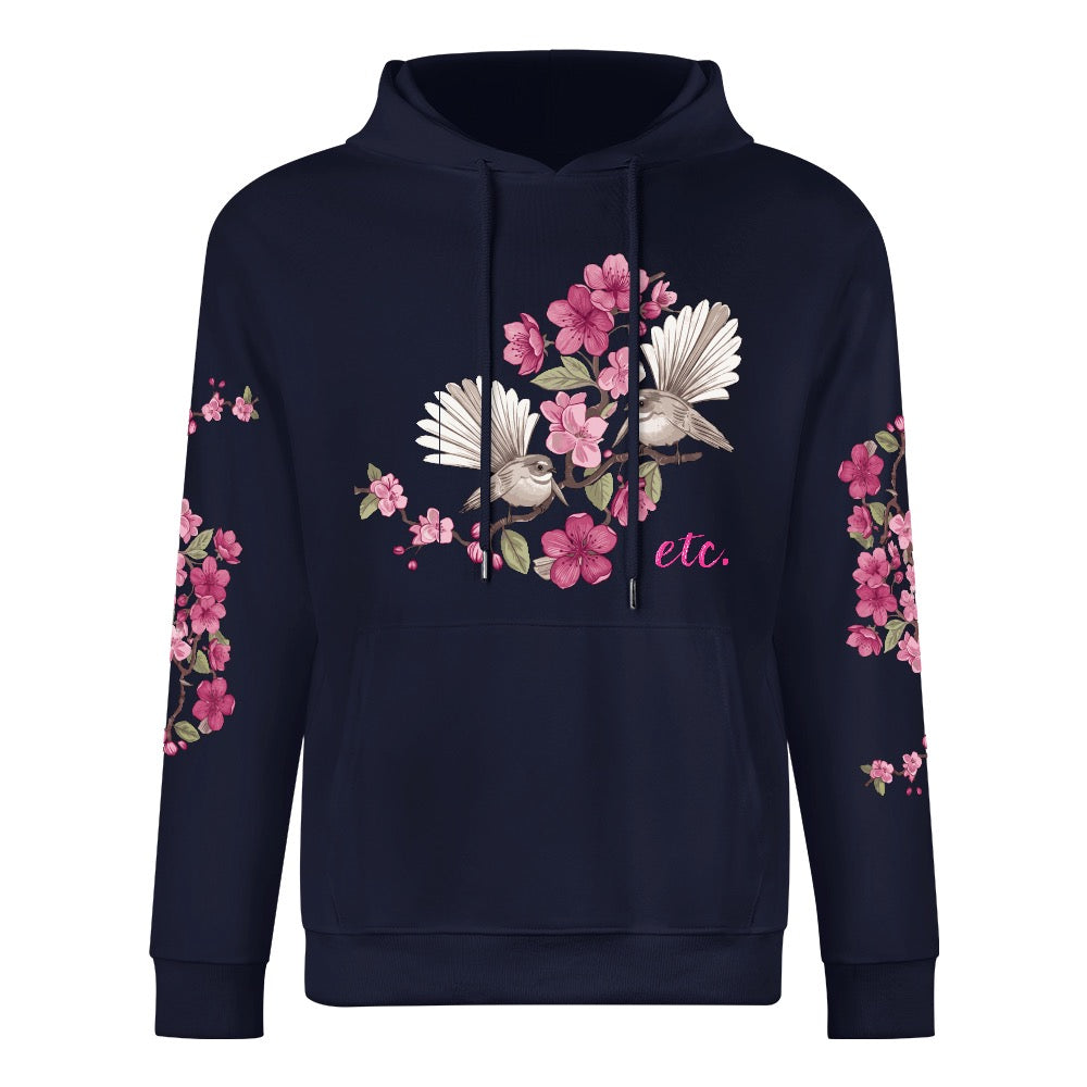ETC EXCLUSIVE Floral fantail Navy Cotton Hoodie