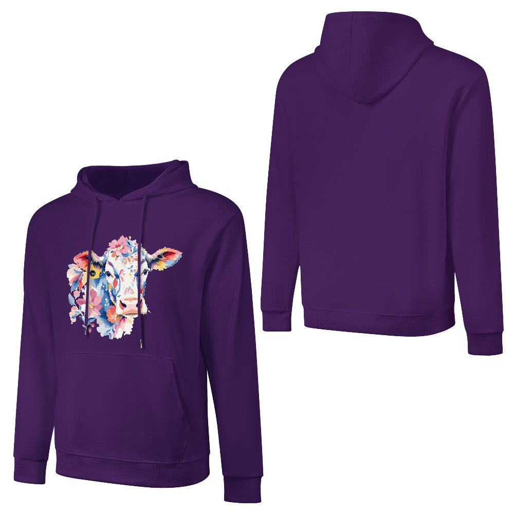 ETC Purple Floral Cow Cotton Hoodie