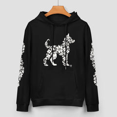ETC Floral Dog Black Cotton Hoodie