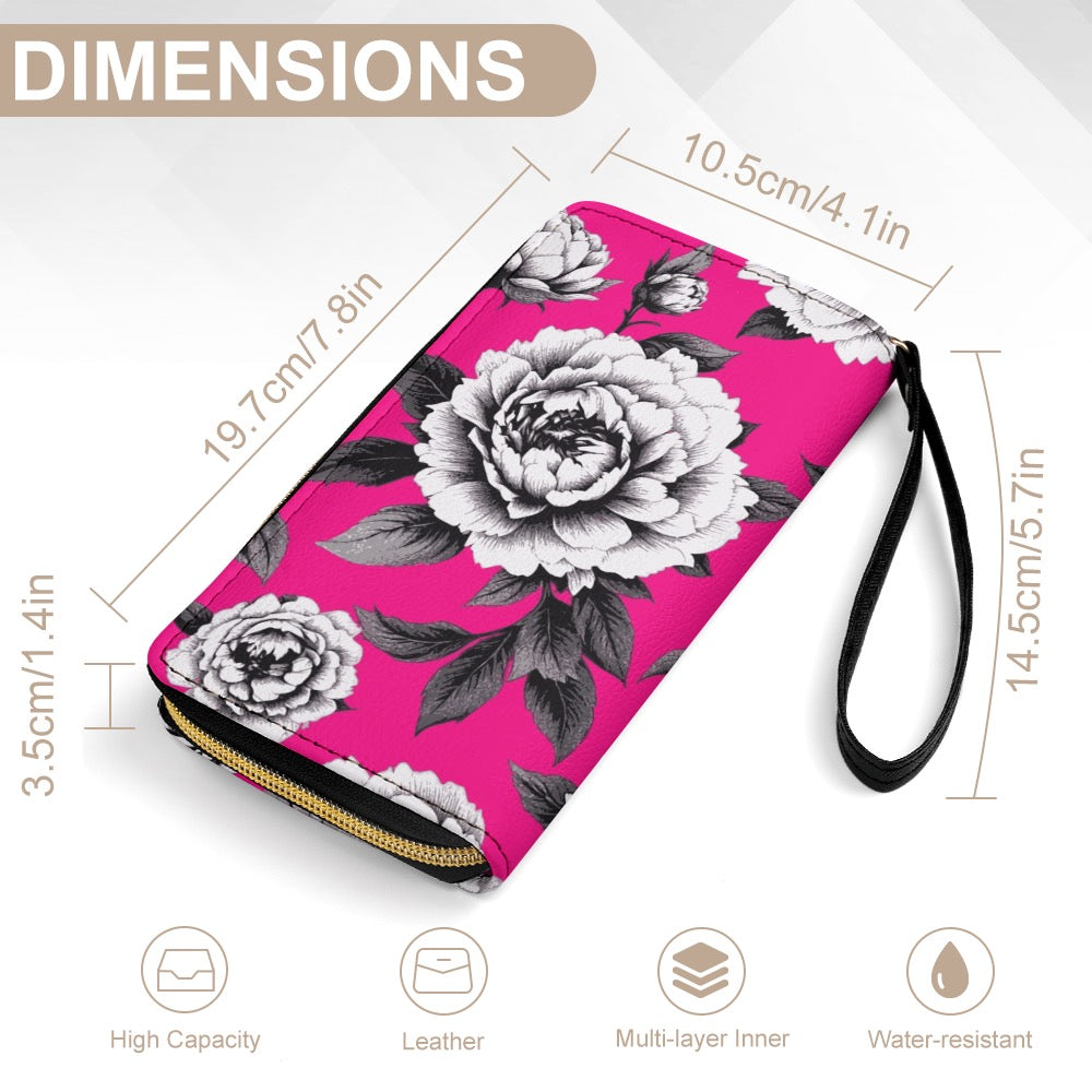 ETC Hot Pink Monochrome Floral PU Leather