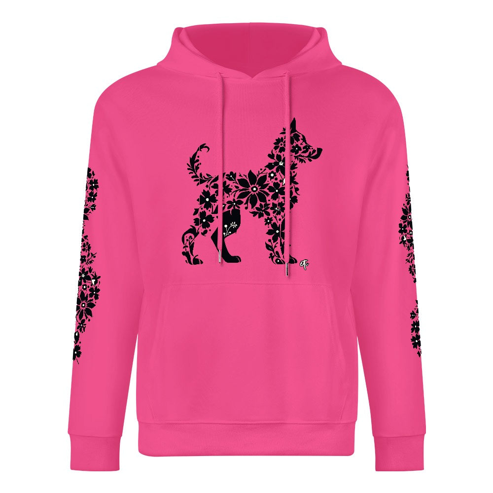 ETC Floral Dog Pink Cotton Hoodie