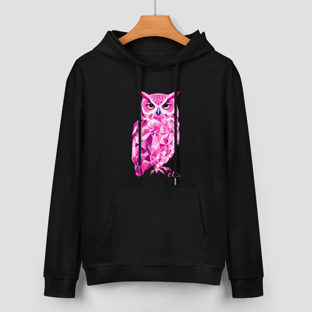 ETC Pink Owl Cotton Hoodie