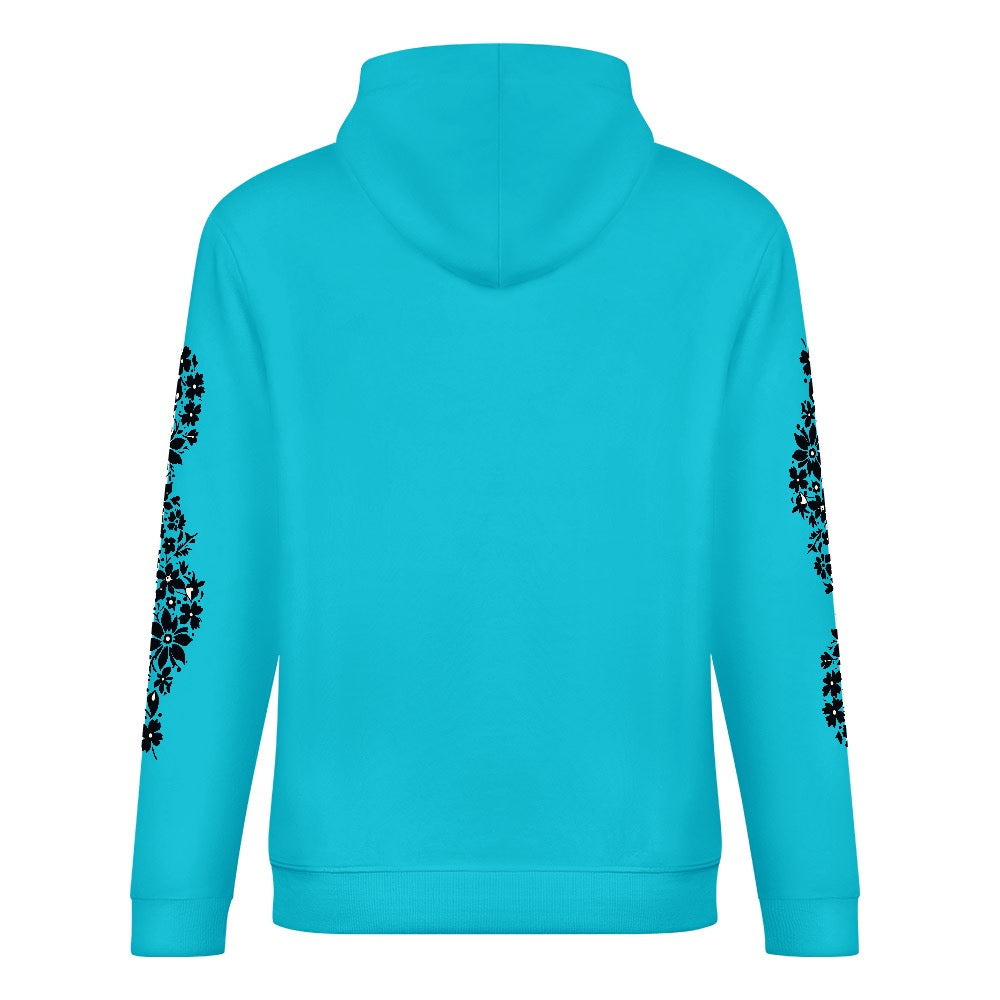 ETC Dog Floral Blue Cotton Hoodie