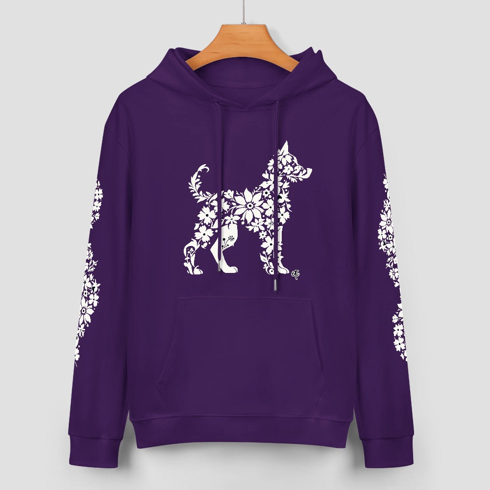 ETC Floral Dog Purple Cotto Hoodie