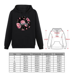 ETC Cotton Peonie Floral Fleece Black Hoodie
