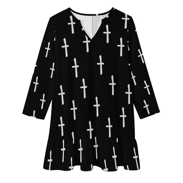 ETC 't' V-neck ruffle dress