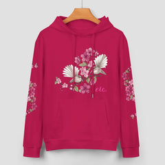 ETC Floral Fantail Deep Pink Cotton Hoodie