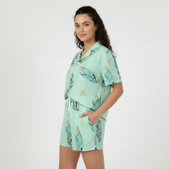 Mint ETC Feathers Silk Pajama Set