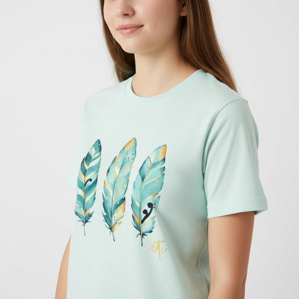 Limited Edition Teal/ Gold feather Tee
