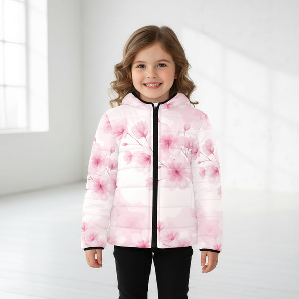 ETC Pink Floral Bloom Kids Puffer Jacket