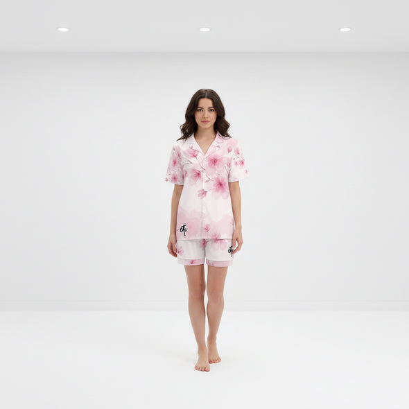 ETC Pink Floral Bloom Silky PJ Set