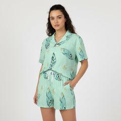 Mint ETC Feathers Silk Pajama Set