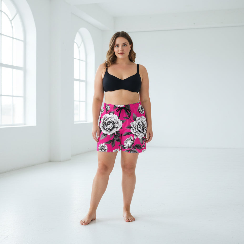 ETC Hot Pink Monochrome Floral Board Shorts