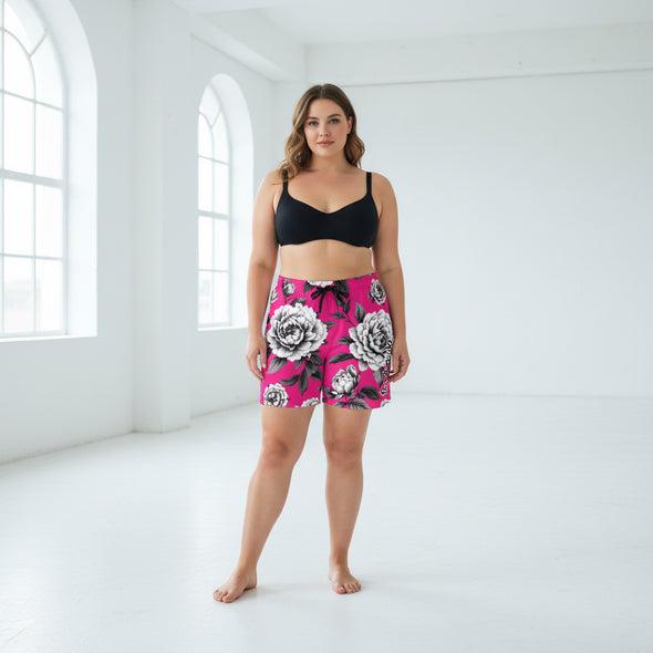 ETC Hot Pink Monochrome Floral Board Shorts