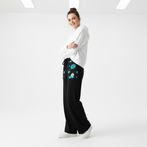 ETC Blue Daisies Wide Leg Tracks