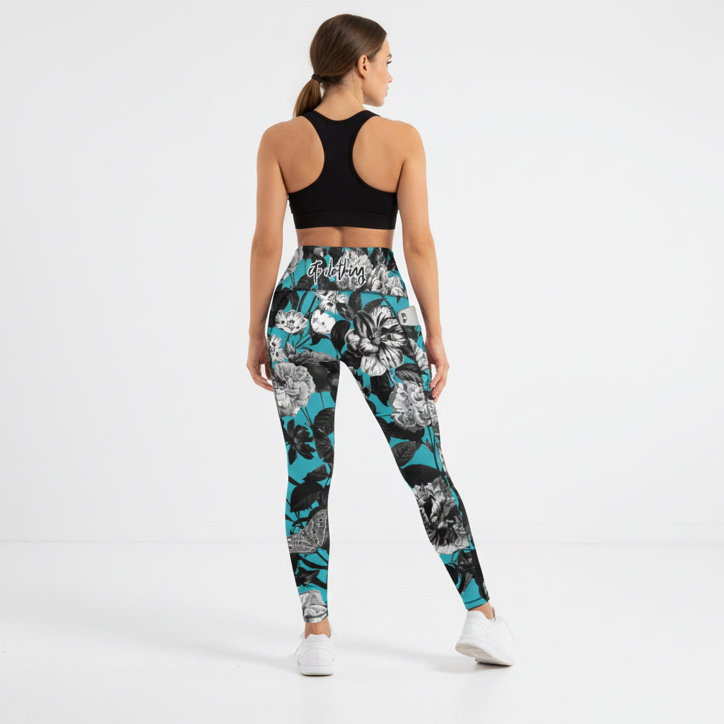 ETC Blue Floral Butterflies Leggings