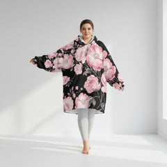 ETC Spring 17' Pink Peonies Hooded Blanket
