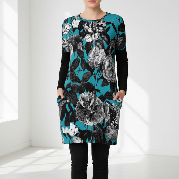 ETC Blue Floral Butterflies Long Sleeve Tunic