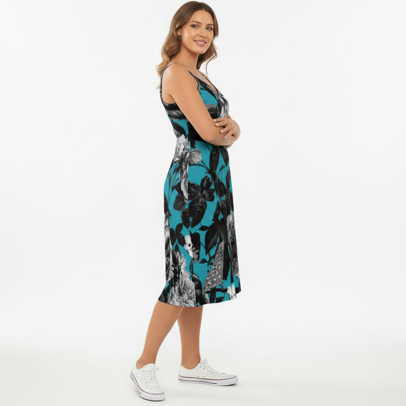 ETC Blue Floral Butterflies Strap Dress