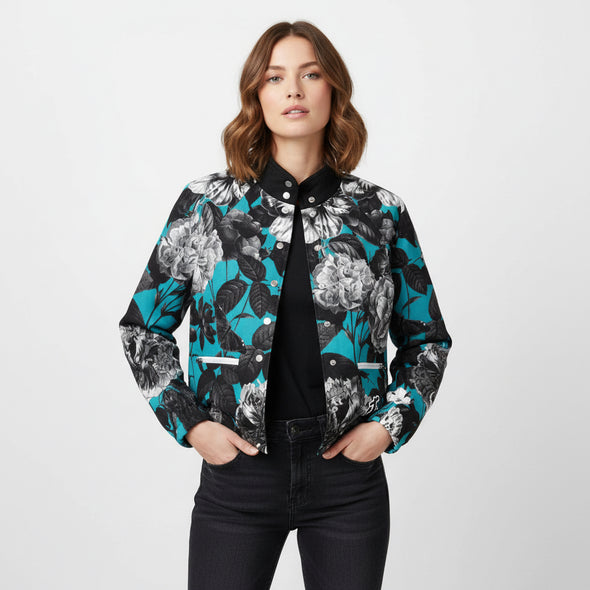 ETC Blue Floral Butterflies Plush Jacket