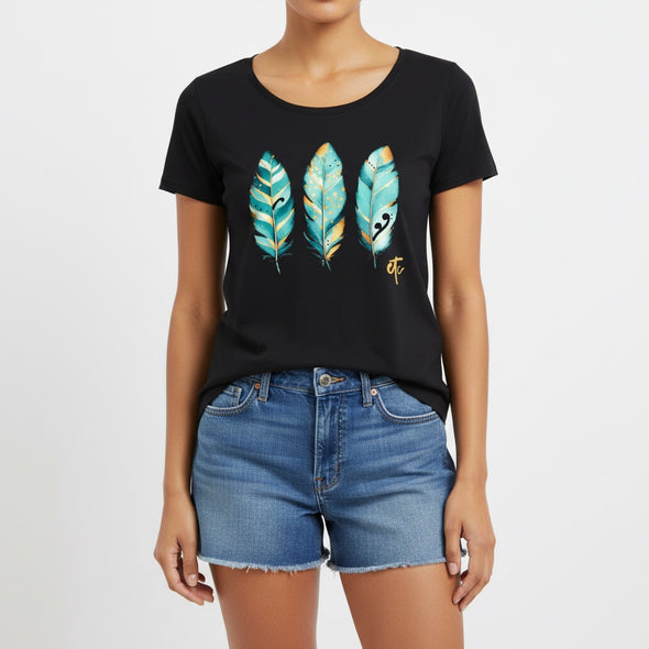 Limited Edition Teal/ Gold feather Tee