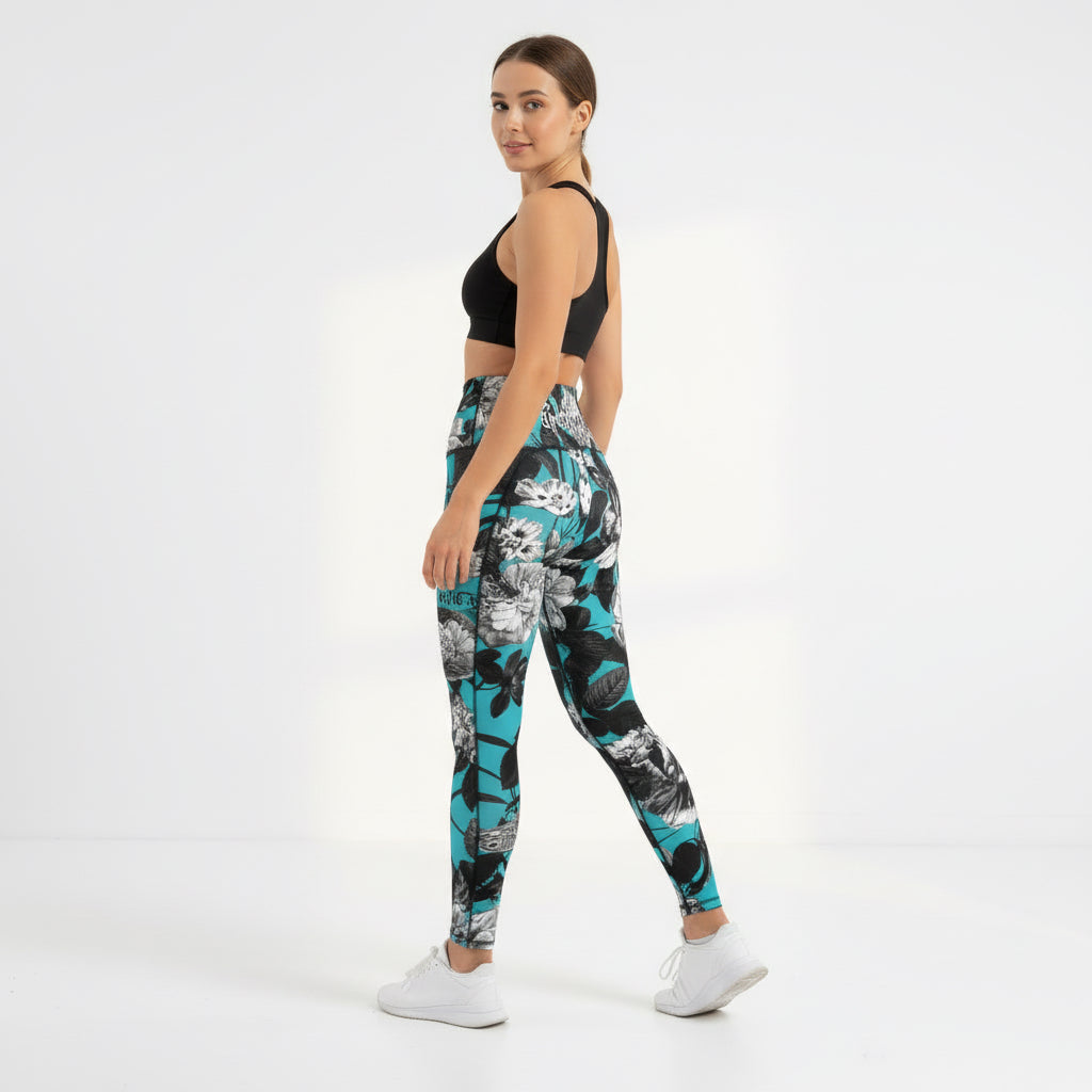 ETC Blue Floral Butterflies Leggings