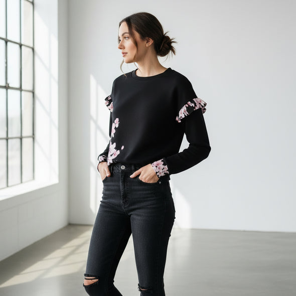 ETC Cherry Blossom Ruffle Crew