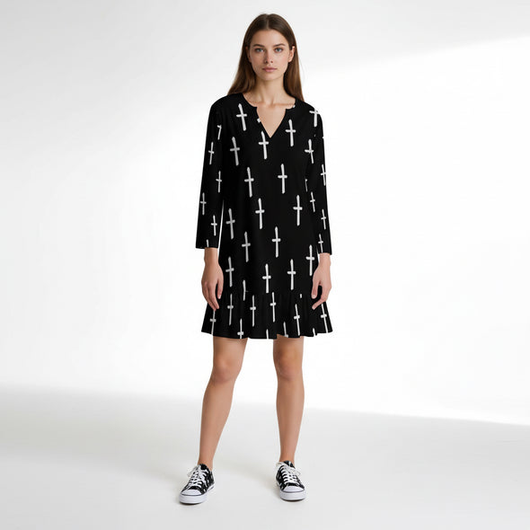 ETC 't' V-neck ruffle dress