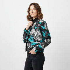 ETC Blue Floral Butterflies Plush Jacket