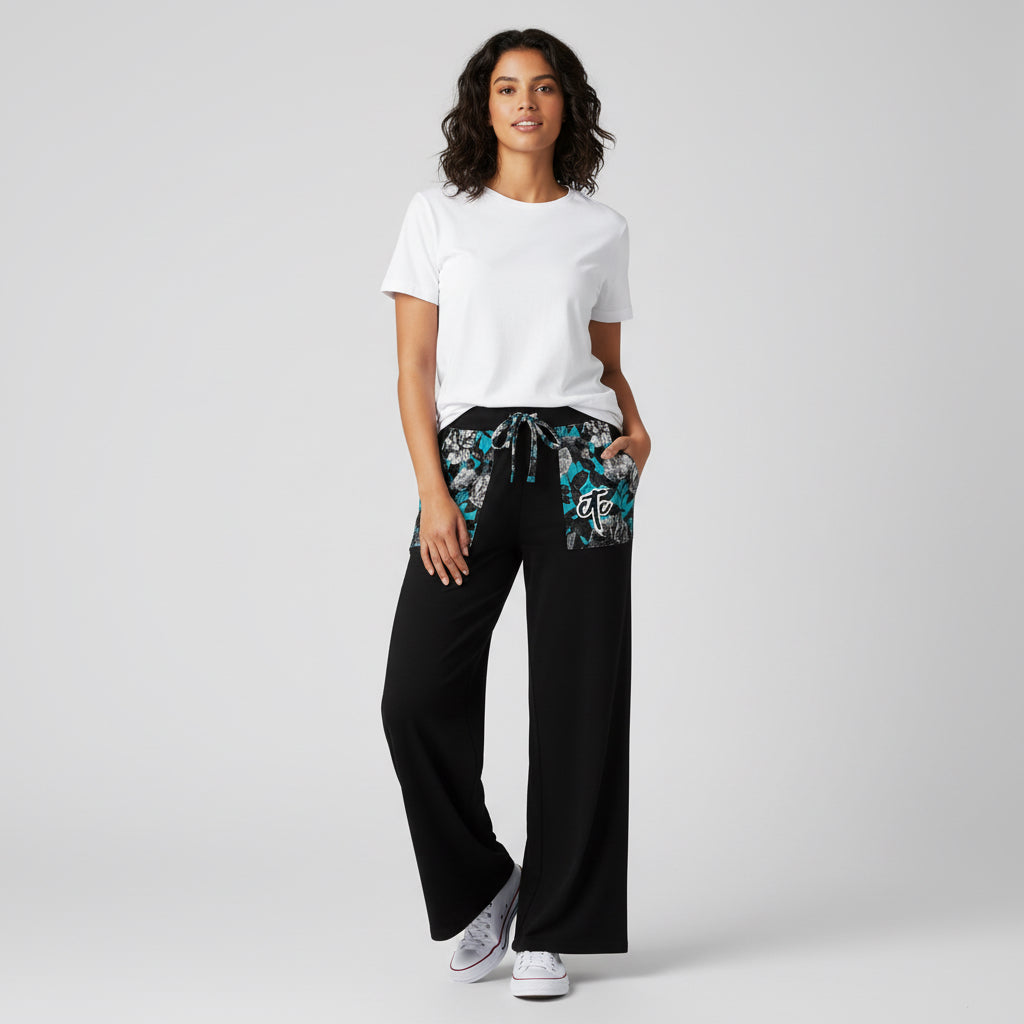 ETC Blue Butterflies Wide Leg Pants