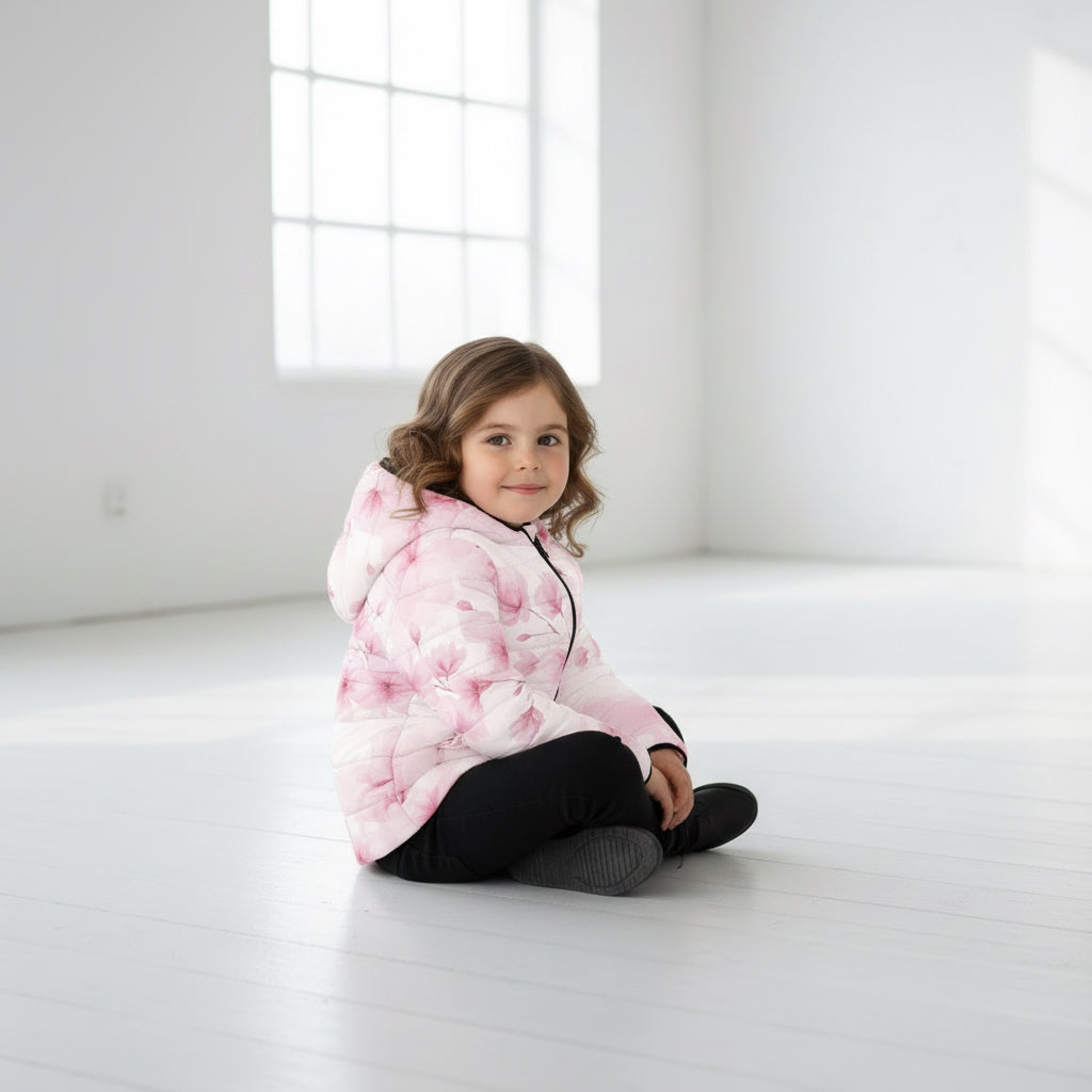 ETC Pink Floral Bloom Kids Puffer Jacket