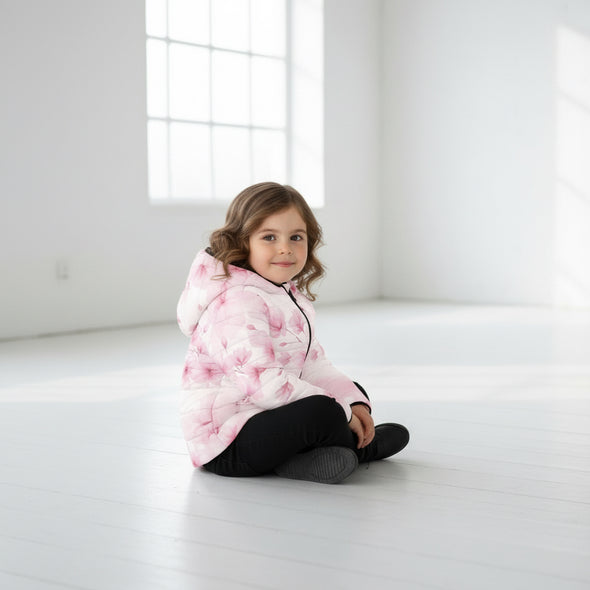 ETC Pink Floral Bloom Kids Puffer Jacket