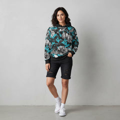 ETC Blue Floral Butterflies Hoodie