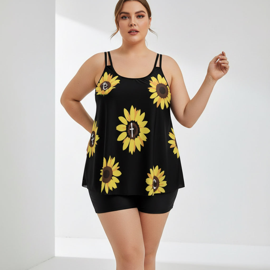 ETC Sunflower Plus Size Tankini Set