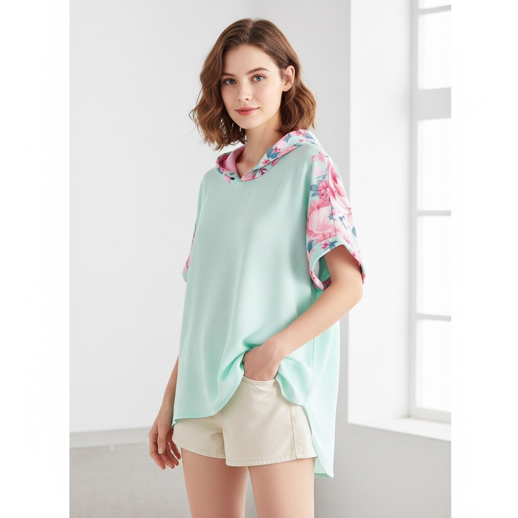 ETC Chiffon Summer Hooded Mint Tee