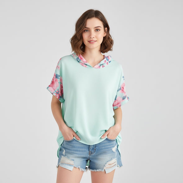 ETC Chiffon Summer Hooded Mint Tee
