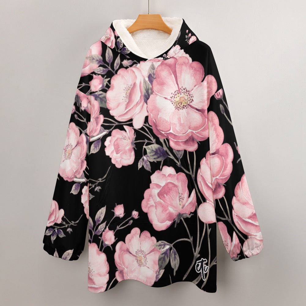 ETC Spring 17' Pink Peonies Hooded Blanket