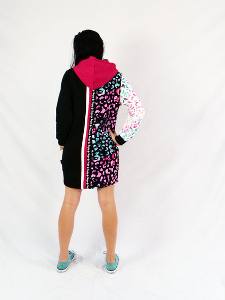 ETC Teal Leopard Hooded Fleece Dress